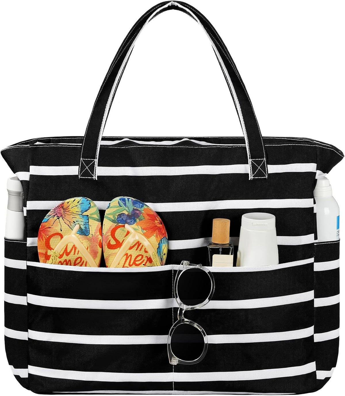Ortekor Waterproof Beach Tote Bag with Zipper & Sandproof Design | Large Capacity for Travel and Gym