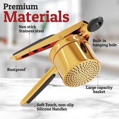 Culinary Essentials | Stainless Steel Potato Ricer with Large Capacity | Effortless Mashed Potatoes for Family Meals