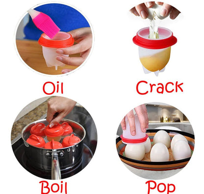 Shell-Free Silicone Egg Poacher Cups for Boiled Eggs, Poaching, Meal Prep | Food-Grade BPA-Free Kitchen Accessory