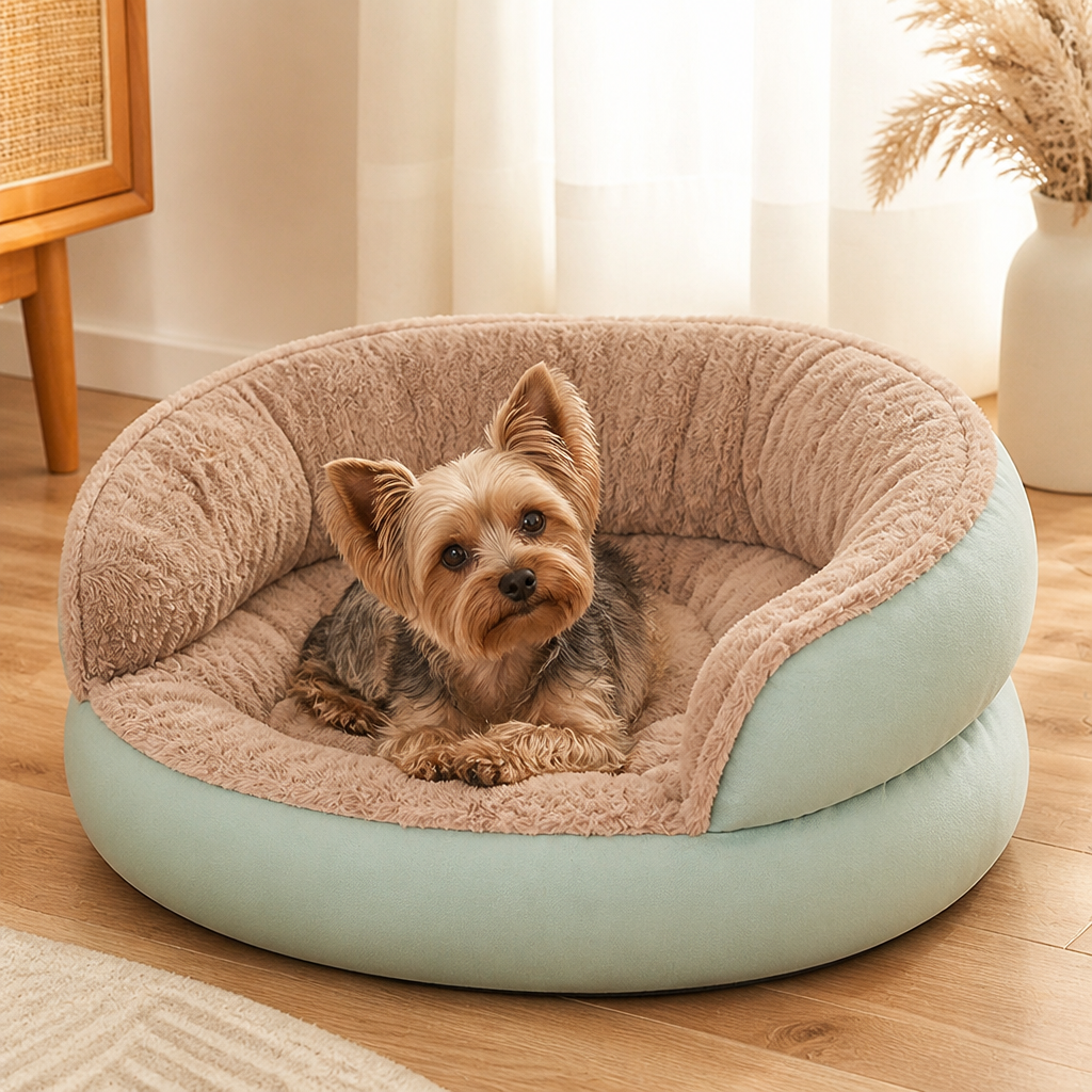 Ortekor Washable & Non-Slip Round Bolster Dog Bed