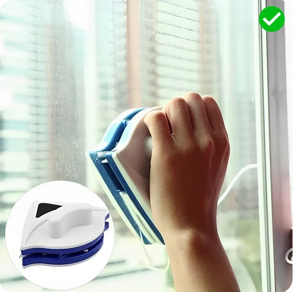 Double-Sided Window Cleaning Tool with Magnetic Lock for Streak-Free Glass Inside & Out | Home & High-Rise Use