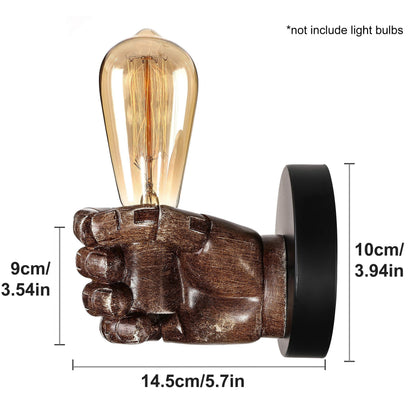 Sculptural Fist Wall Sconce – Resin Hand-Shaped Fixture with E26 Socket for Bedroom, Hallway, Restaurant – Industrial Décor Statement Piece
