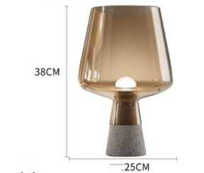 Glass Goblet Table Lamp with Cement Base – Warm Ambient Lighting for Bedroom, Living Room & Nightstand | Modern Tinted Globe Accent Light