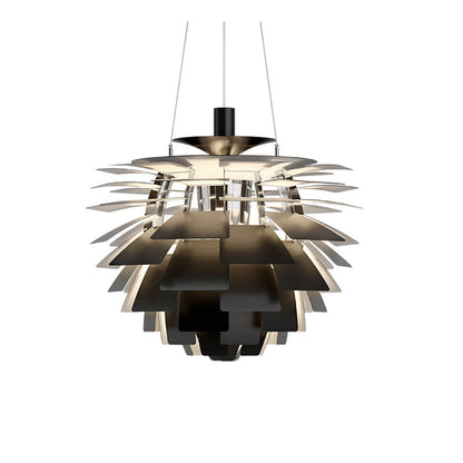 Layered Metal Fixture 19 in Wide Warm White E27 Socket Adjustable Height Kitchen Island Dining Room Cord Suspended Overhead Lighting Texture