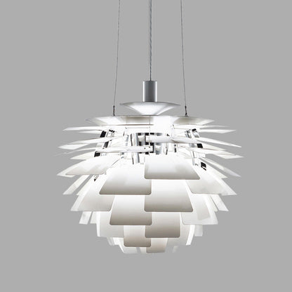 Sculptural Metal Shade Hanging Fixture 20 in Adjustable Height Overhead Lighting for Dining Room Kitchen Island Entryway Warm Glow Installat