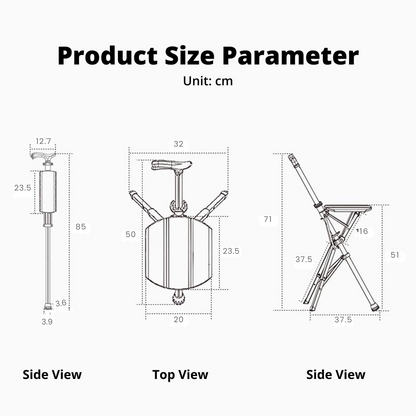 Folding Cane Chair with Seat - Lightweight Portable Walking Stick for Mobility