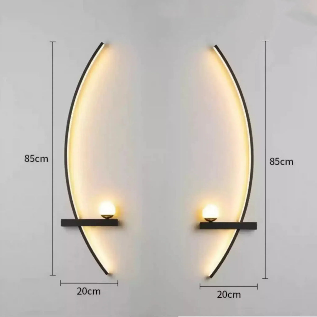 Curved LED Sconce Aluminum Arc Light for Bedroom Hallway Living Room Modern Accent Lighting Fixture Black Gold Finish Wall Mount Indoor Illu