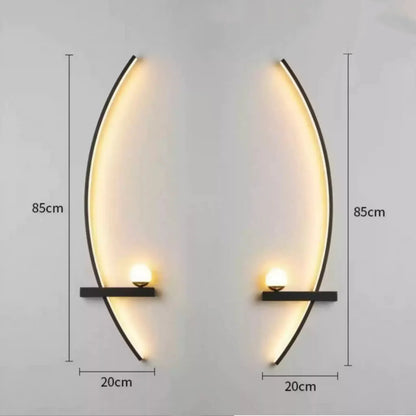 Curved LED Sconce Aluminum Arc Light for Bedroom Hallway Living Room Modern Accent Lighting Fixture Black Gold Finish Wall Mount Indoor Illu