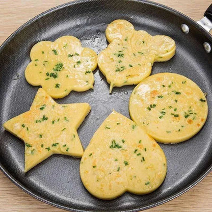 Silicone Breakfast Shaping Rings 10-Piece Set for Eggs Pancakes Omelets Kids Morning Meals Nonstick Easy-Release Kitchen Tools