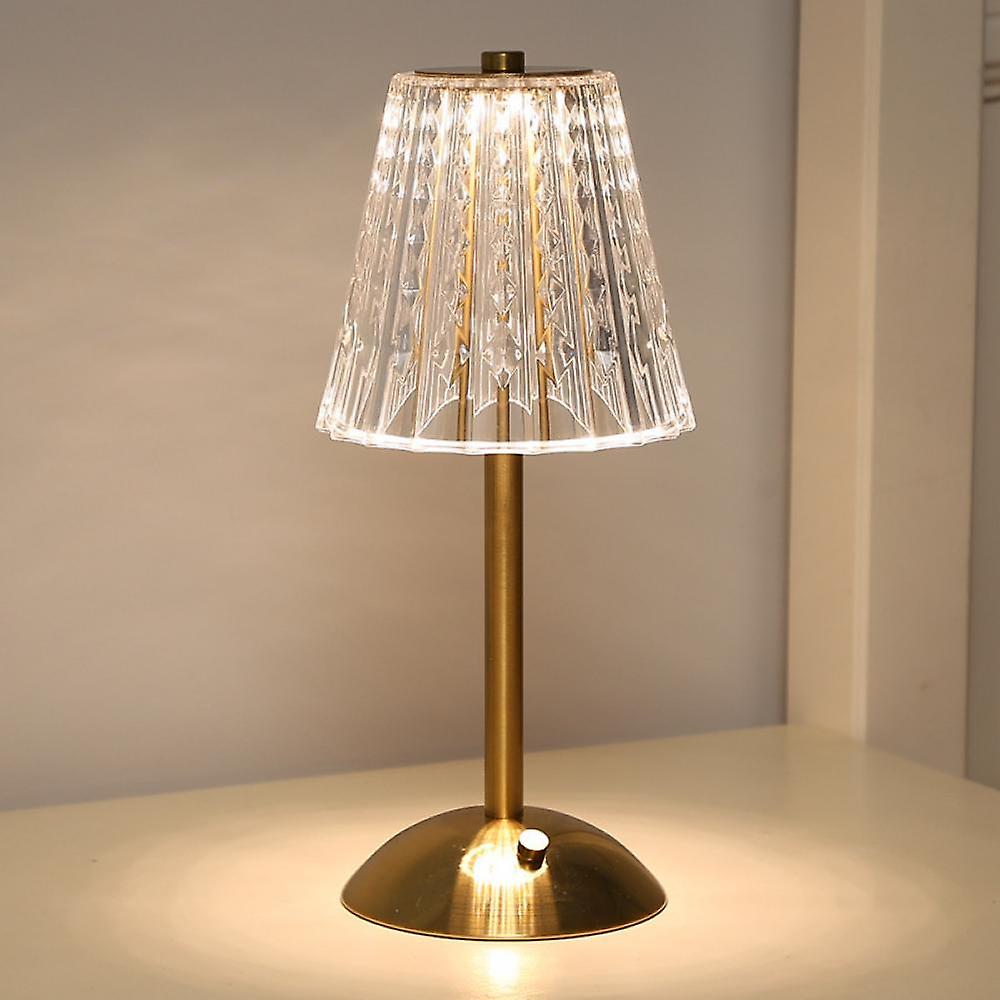 Gold Crystal Rechargeable Touch Dimmer Nightstand Lamp 9 in for Bedside Reading Desk Lighting Warm Cool White USB-C Powered Small Decorative