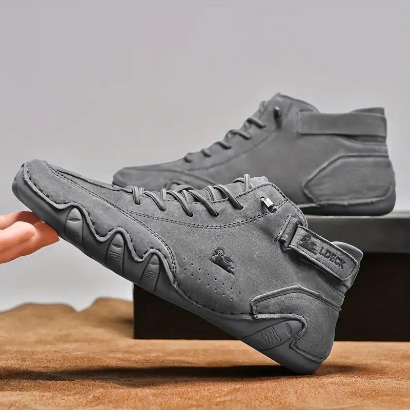 Men's Waterproof High-Top Sneakers with Elastic Slip-On Design - Durable Rubber Sole Boots for Street Style & All-Weather Wear
