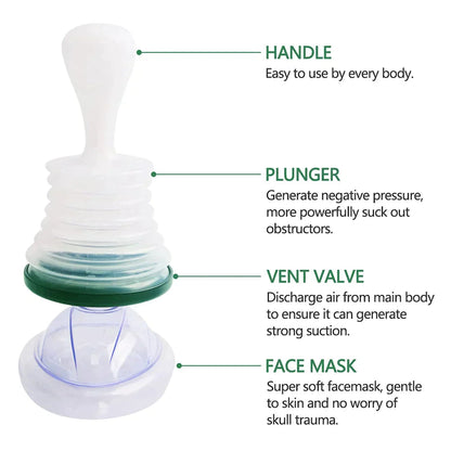 Airway Obstruction Relief Device for Emergency Choking First Aid – Portable Suction Tool for Adults & Kids