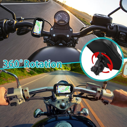 Handlebar Smartphone Mount Waterproof Case 7.5×3.5 in 360° Swivel for Bike Motorcycle E-Bike GPS Navigation Screen Protection Touchscreen