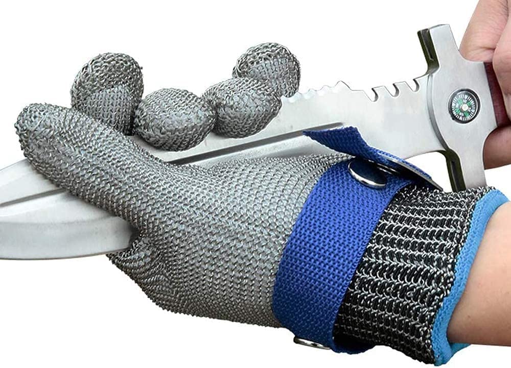 Food Safe Cut-Resistant Glove Made of Stainless Steel Mesh