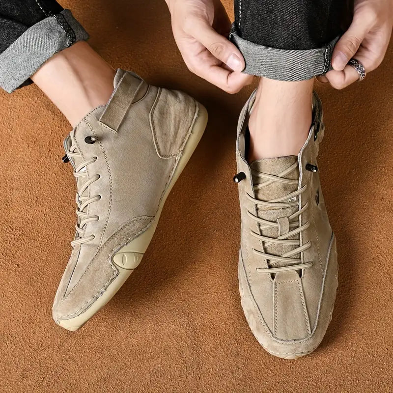 Men's Waterproof High-Top Sneakers with Elastic Slip-On Design - Durable Rubber Sole Boots for Street Style & All-Weather Wear