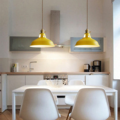 Hanging Dome Ceiling Fixture with Metal Shade for Kitchen Island & Dining Room – Hardwired Single-Bulb Farmhouse Design