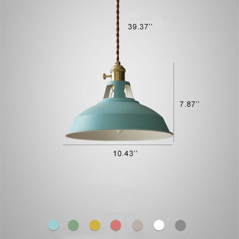 Hanging Dome Ceiling Fixture with Metal Shade for Kitchen Island & Dining Room – Hardwired Single-Bulb Farmhouse Design