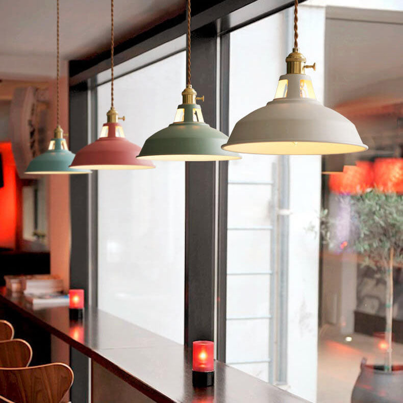 Metal Shade Hanging Lamp E26 Socket Adjustable Height Iron Fixture for Kitchen Island Dining Table Bar Counter Restaurant Café Living Room