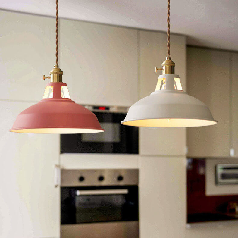 Hanging Dome Ceiling Fixture with Metal Shade for Kitchen Island & Dining Room – Hardwired Single-Bulb Farmhouse Design