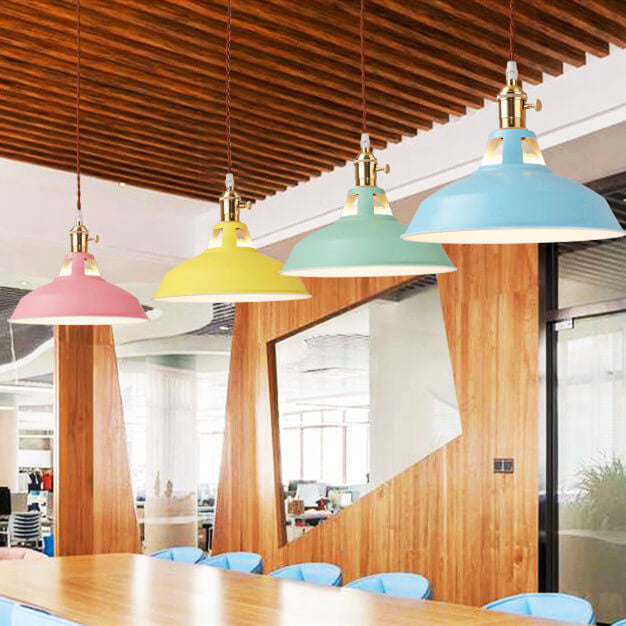 Metal Shade Hanging Lamp E26 Socket Adjustable Height Iron Fixture for Kitchen Island Dining Table Bar Counter Restaurant Café Living Room