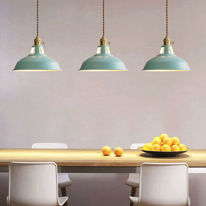 Metal Shade Hanging Lamp E26 Socket Adjustable Height Iron Fixture for Kitchen Island Dining Table Bar Counter Restaurant Café Living Room