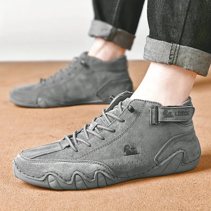 Men's Waterproof High-Top Sneakers with Elastic Slip-On Design - Durable Rubber Sole Boots for Street Style & All-Weather Wear