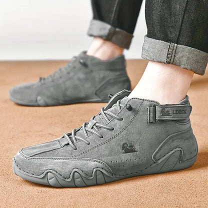 Men's Waterproof High-Top Sneakers with Elastic Slip-On Design - Durable Rubber Sole Boots for Street Style & All-Weather Wear
