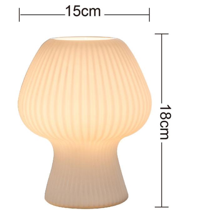 Textured Glass Dome Table Lamp – Retro Mushroom Design, Dimmable LED Accent Light for Nightstand, Desk, Living Room