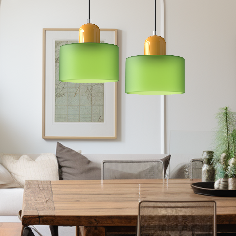 Glass Pendant Light Fixture with Adjustable Cord for Kitchen Island, Dining Room, and Living Room
