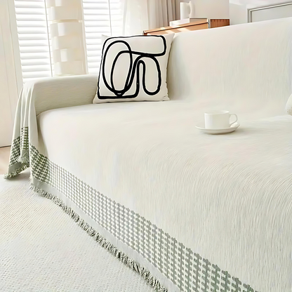 Woven Throw Blanket with Tassels for Sofa and Couch – Soft Cotton Chenille Cover for Living Room and Bedroom
