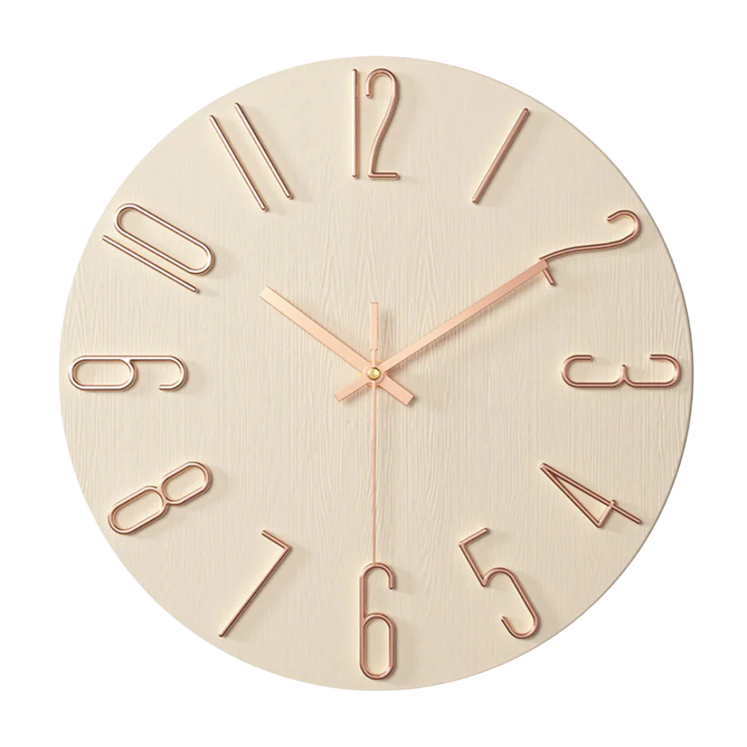 12-Inch Quartz Wall Clock – Minimalist Round Design for Home, Office, Bedroom & Kitchen – Silent Non-Ticking Battery Operated