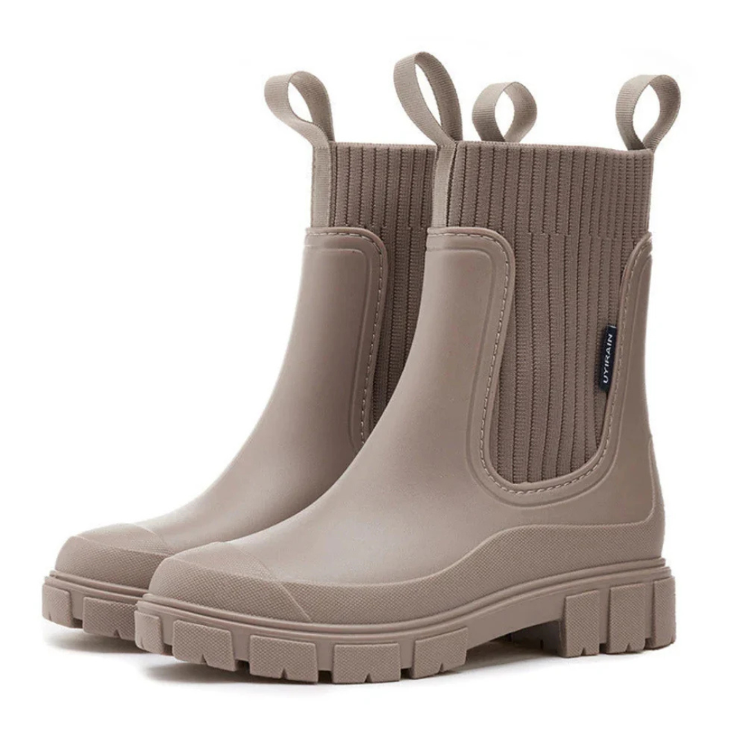 Women's Waterproof Ankle Rain Boots with Non-Slip Sole – Chelsea Pull-On Short Booties for Wet Weather, Urban Commute & Outdoor