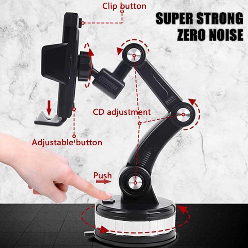 Telescopic Dashboard Phone Mount with Suction Cup for iPhone, Android & All Smartphones | Car Phone Holder with 360° Rotation & Adjustable
