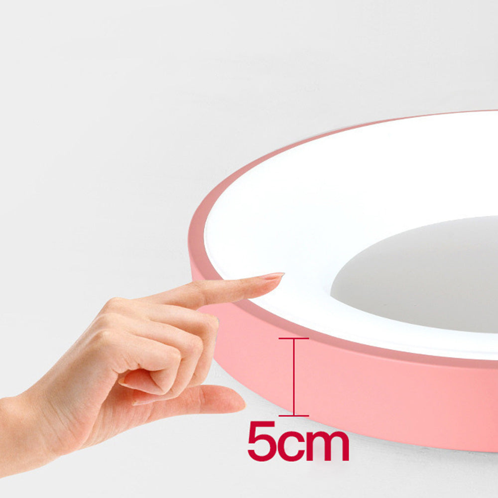 Round Flush Mount LED Fixture Iron Acrylic Low Profile for Bedroom Hallway Living Room Kitchen Dining Room Modern Minimalist Slim Design