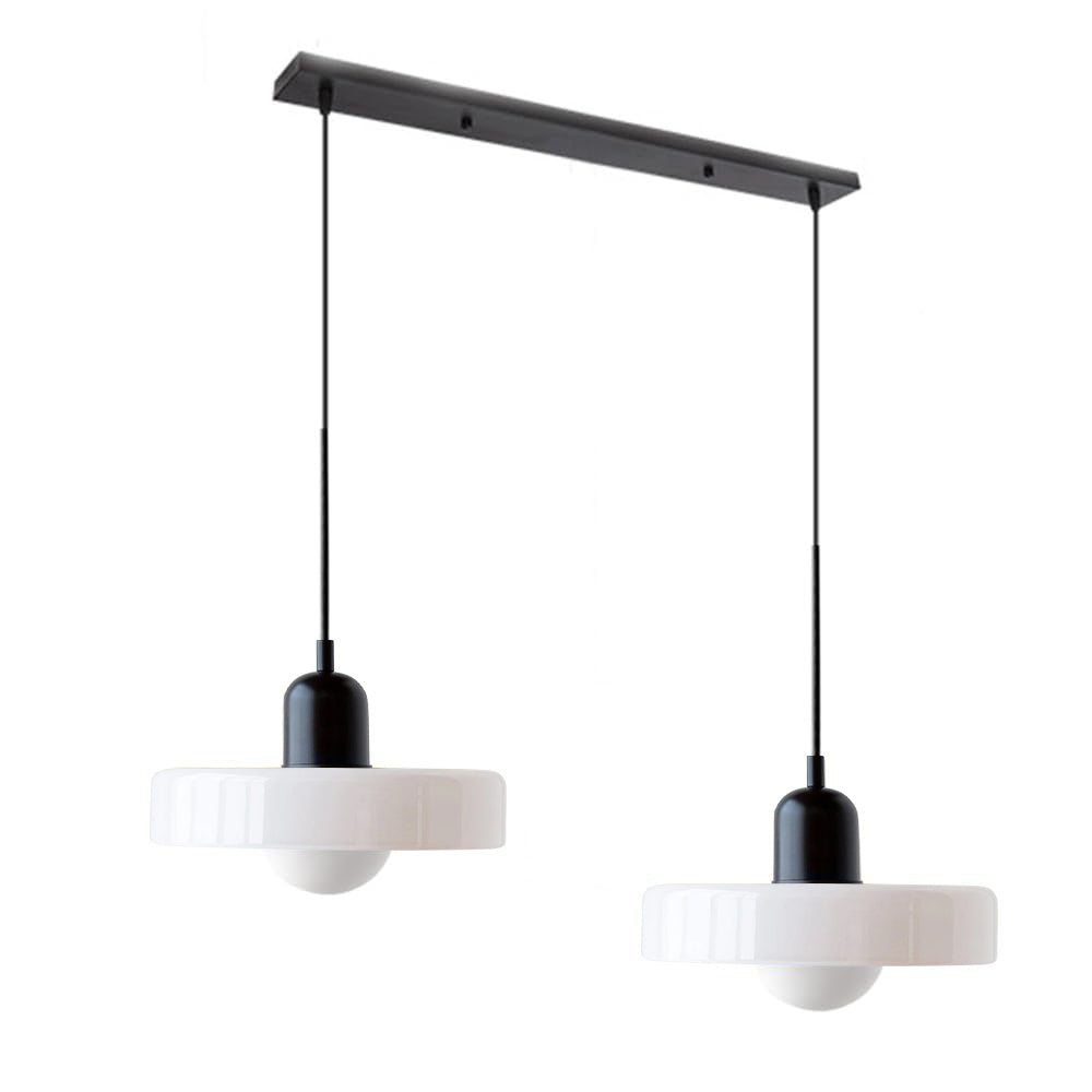 Dual-Shade Glass Hanging Light Fixture G9 Socket 14 Inch Ceiling Mount for Kitchen Island Dining Table Living Room Modern Overhead Lighting