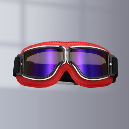 Retro Aviator Motorcycle Goggles with Padded Frame & Adjustable Strap for Men & Women