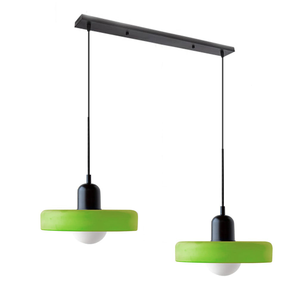 Dual-Shade Glass Hanging Light Fixture G9 Socket 14 Inch Ceiling Mount for Kitchen Island Dining Table Living Room Modern Overhead Lighting
