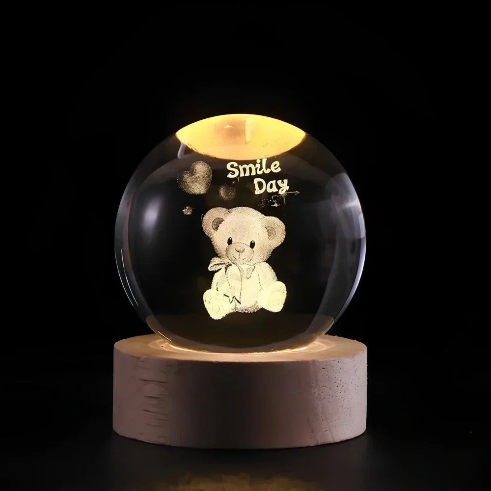 Cosmic Crystal Ball Night Light with LED Color Display | 25 Space Designs | USB Powered Galaxy Sphere Lamp for Bedroom, Living Room & Gift