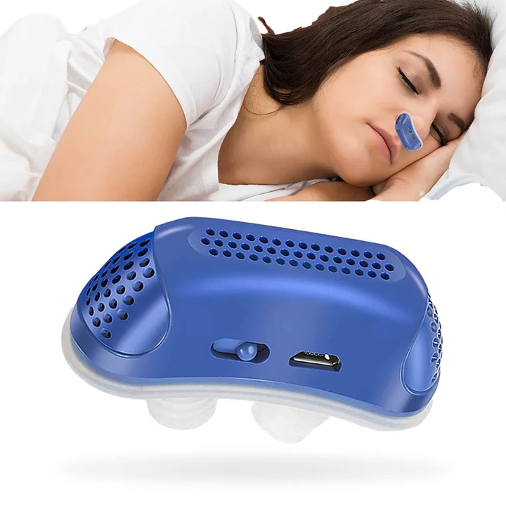 Portable Sleep Apnea Relief Device Anti-Snoring Nasal Airway Support System for Travel Home Bedroom USB Rechargeable Silicone Soft Ear Clips