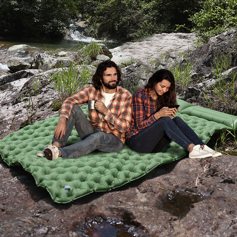 Outdoor Comfort | Double Self-Inflatable Air Mattress with Built-In Pillow Pump | Lightweight & Compact for Camping Adventures