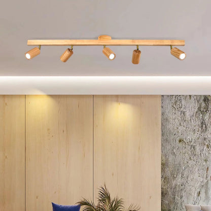 Adjustable LED Track Light 39 in Wood Finish Spotlight Bar Ceiling Mount for Kitchen Living Room Hallway Dining Room Modern Scandinavian Hom