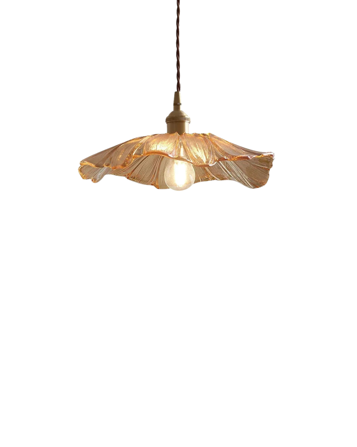 Glass Pendant Light with Brass Socket and Organic Petal Shape for Dining Room and Living Space