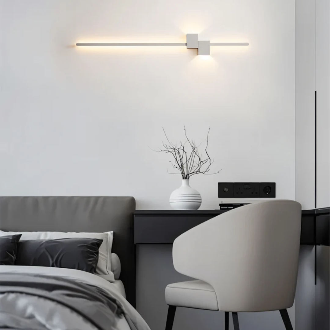 Linear LED Sconce 24 Inch Aluminum Up Down Light for Bedroom Hallway Living Room Modern Indoor Fixture Black White Gold 3000K