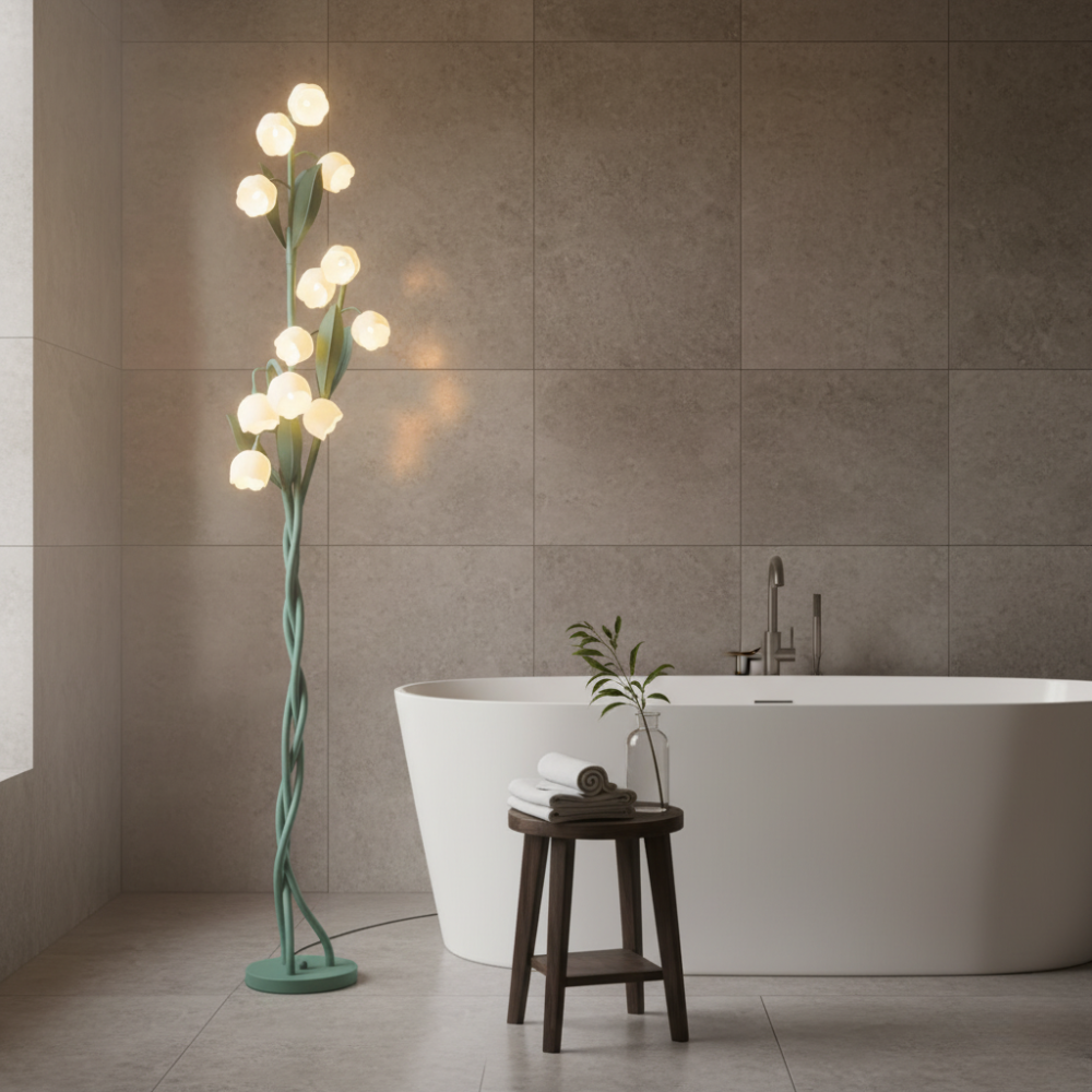 Elegant Orchid | Modern Floor Lamp with USB Charging & Foot Switch | Stylish Illumination for Living Room or Bedroom
