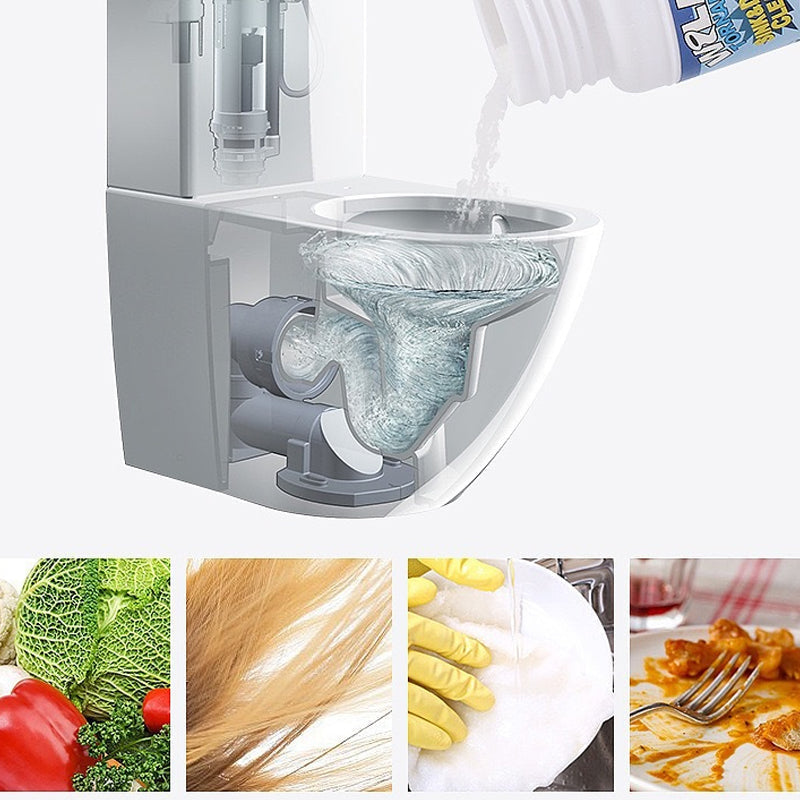 Enzymatic Foaming Powder Pipe Opener for Kitchen & Bathroom Drains, Clears Hair & Grease Clogs, Safe Non-Corrosive Formula for All Plumbing,