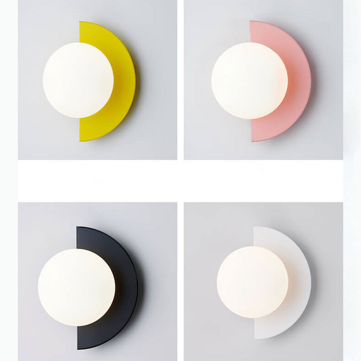 Half-Sphere Glass Wall Sconce with G9 LED, Iron Frame, Hardwired Fixture for Bedroom, Hallway, Reading Nook, Modern Style, Multiple Colors