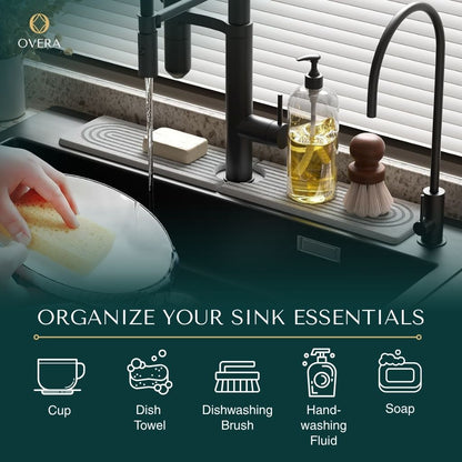 Diatomite Kitchen Sink Mat 23.6 in Fast-Drying Water-Absorbent Counter Protector for Modern Faucet Area Splashguard Drip Tray