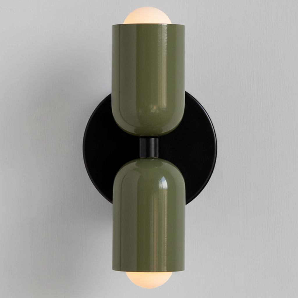 Two-Tone Glass Wall Sconce with Dual Light Uplight Downlight for Bedroom Living Room Hallway Modern Minimalist Home Accent Lighting