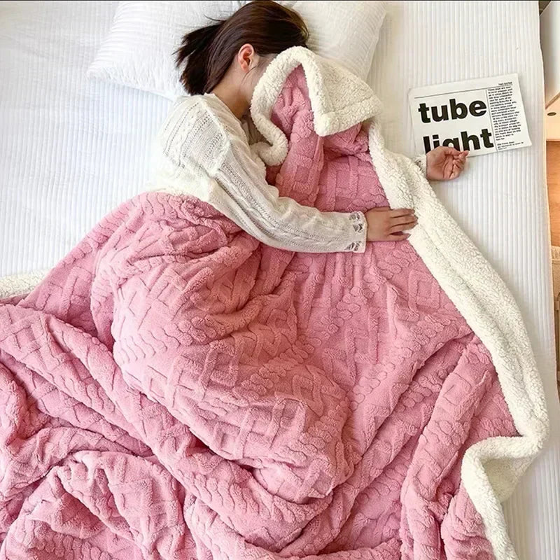 Plush Lamb Wool & Fleece Winter Blanket for Couch and Bed – Insulating Heavyweight Throw for Cold Nights