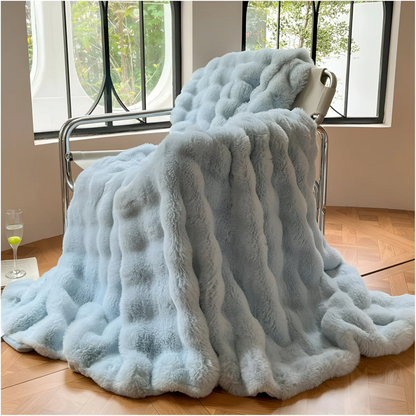 Faux Fur Throw Blanket 59 x 79 Inches Beige Polyester for Couch Bed Bedroom Soft Warm Oversized Decorative Living Room Sofa Cover
